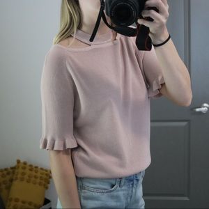 Verge girl knit top with cutouts & frill sleeves